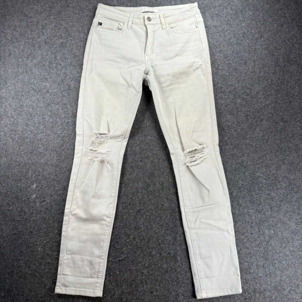 KanCan Womens Distressed Knee Skinny Jeans Size 28 Light Wash Denim Pants